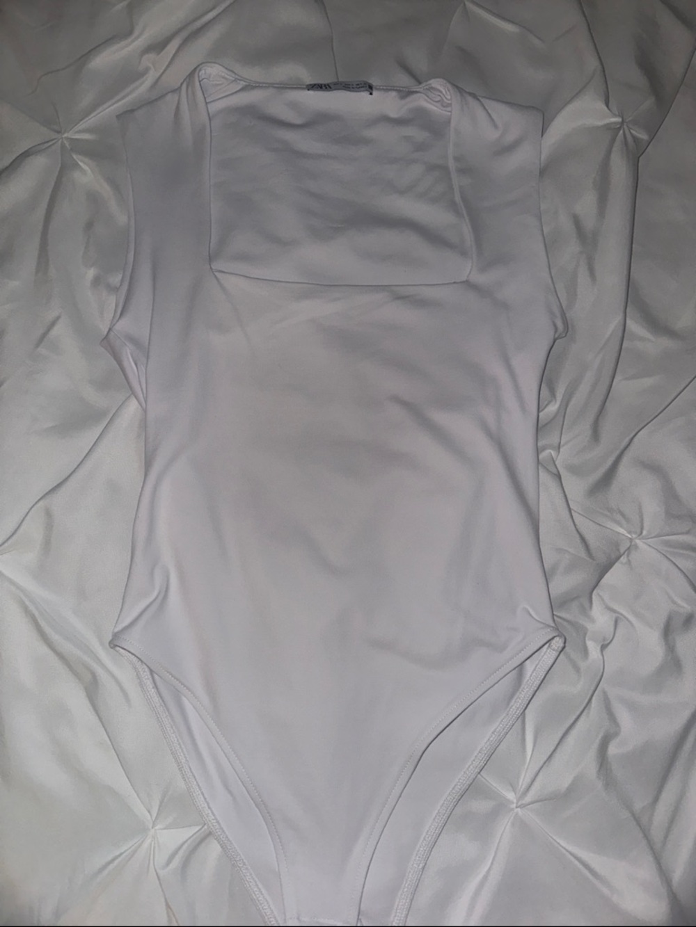 Zara New White Square Neck Sleeveless Bodysuit
